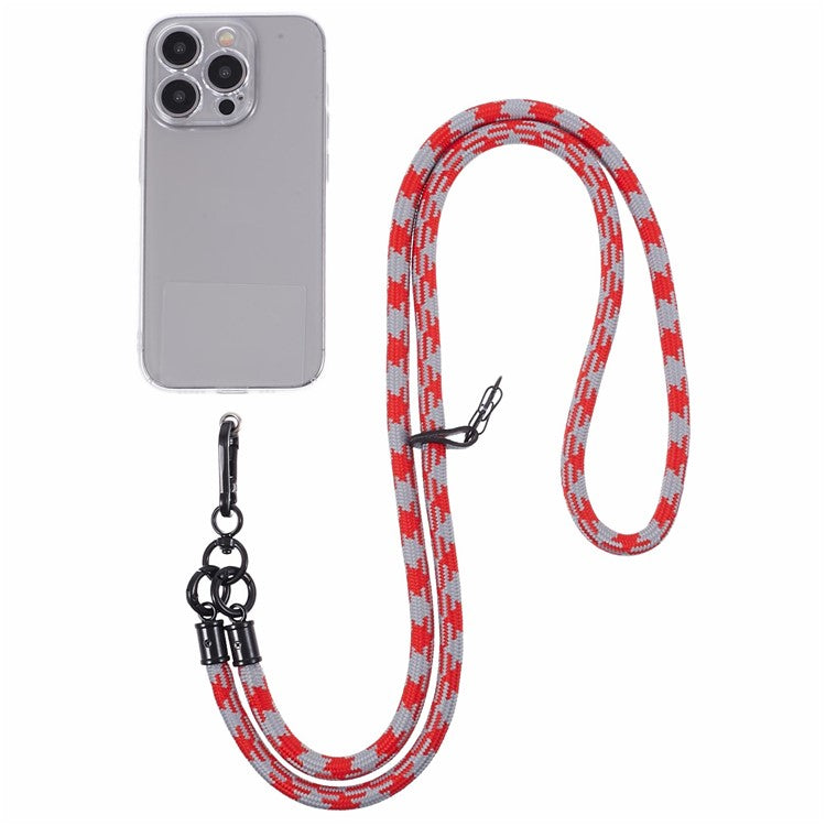 Cell Phone Strap 8mm Thickness Anti-Theft Adjustable Nylon Neck Lanyard with Clear Patch - Style E