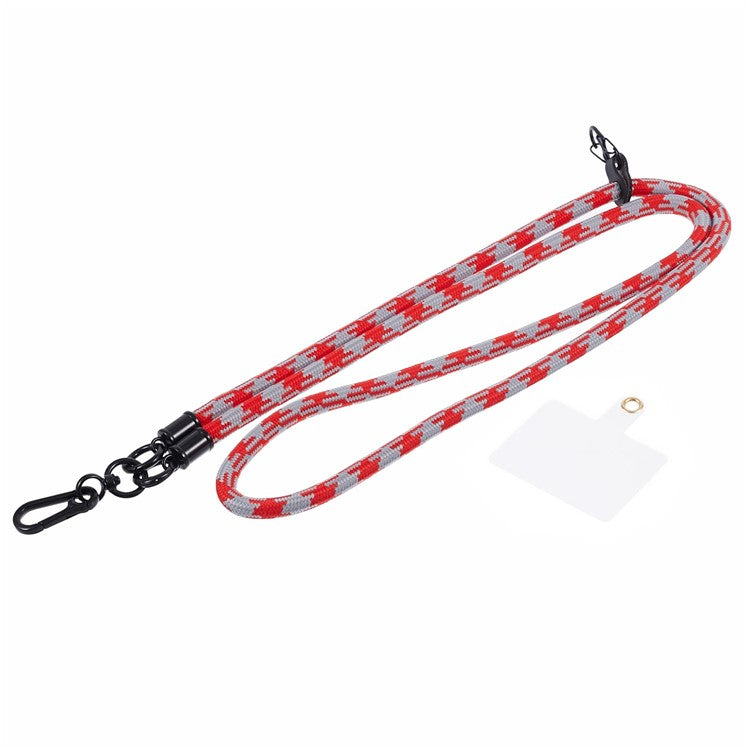 Cell Phone Strap 8mm Thickness Anti-Theft Adjustable Nylon Neck Lanyard with Clear Patch - Style E