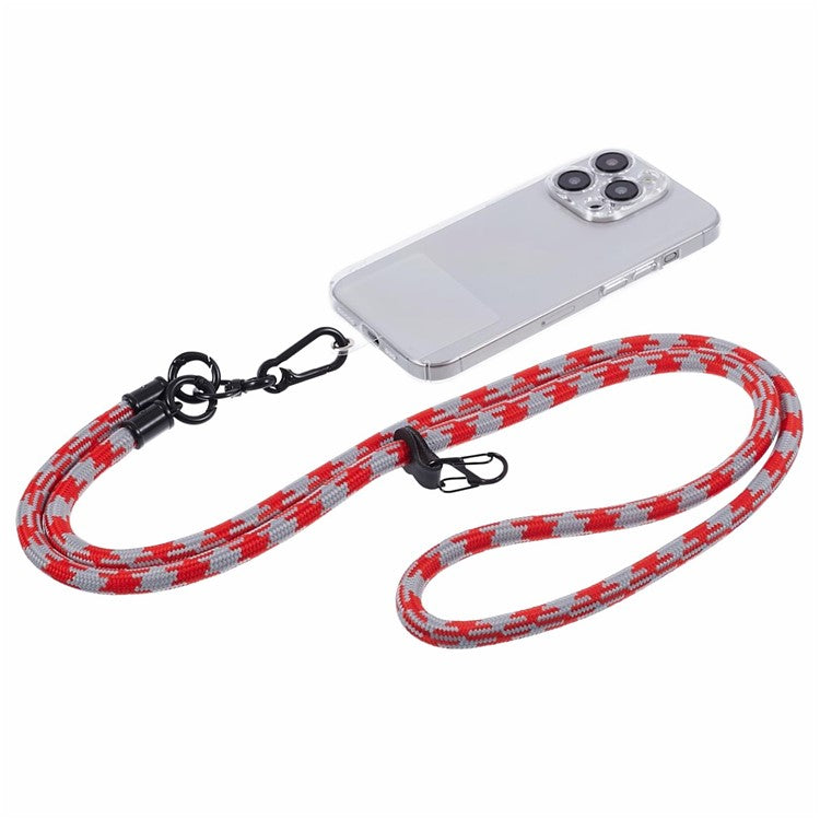 Cell Phone Strap 8mm Thickness Anti-Theft Adjustable Nylon Neck Lanyard with Clear Patch - Style E