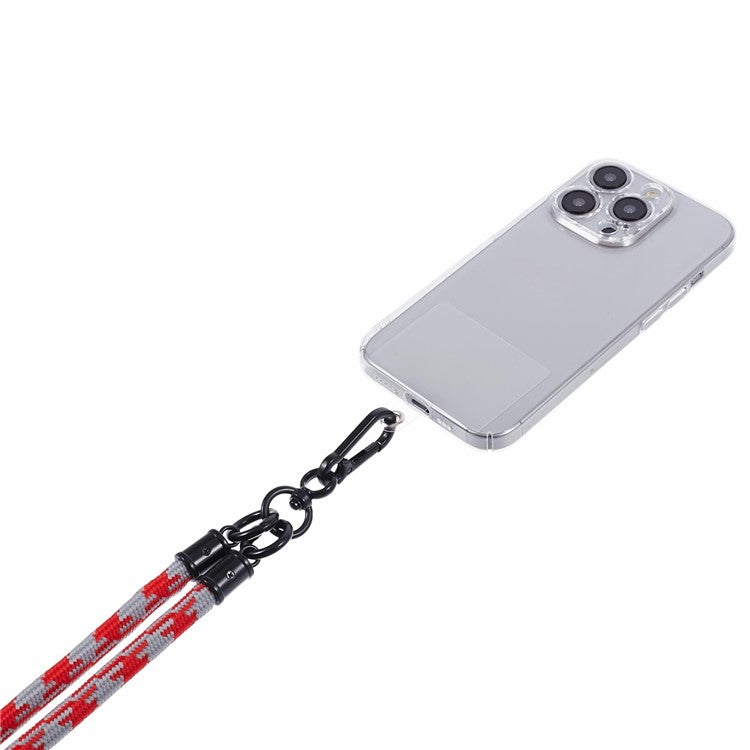 Cell Phone Strap 8mm Thickness Anti-Theft Adjustable Nylon Neck Lanyard with Clear Patch - Style E