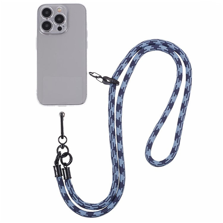 Cell Phone Strap 8mm Thickness Anti-Theft Adjustable Nylon Neck Lanyard with Clear Patch - Style F