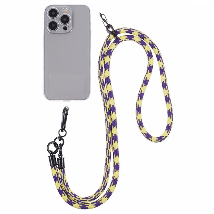 Cell Phone Strap 8mm Thickness Anti-Theft Adjustable Nylon Neck Lanyard with Clear Patch - Style G