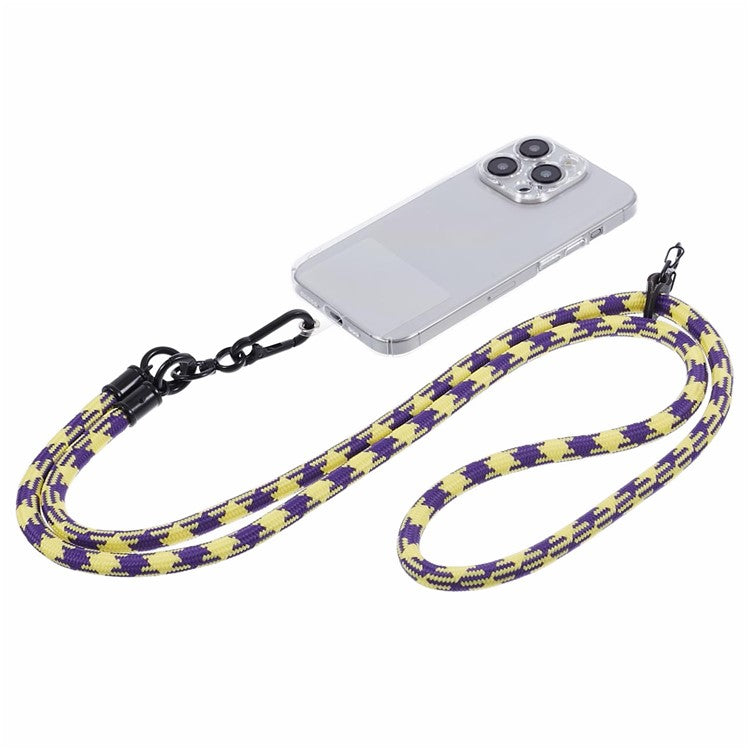 Cell Phone Strap 8mm Thickness Anti-Theft Adjustable Nylon Neck Lanyard with Clear Patch - Style G