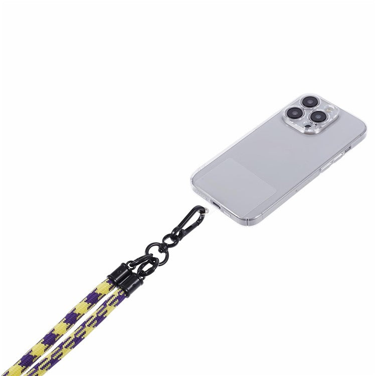 Cell Phone Strap 8mm Thickness Anti-Theft Adjustable Nylon Neck Lanyard with Clear Patch - Style G