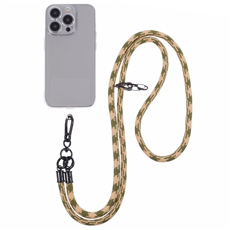 Cell Phone Strap 8mm Thickness Anti-Theft Adjustable Nylon Neck Lanyard with Clear Patch - Style H