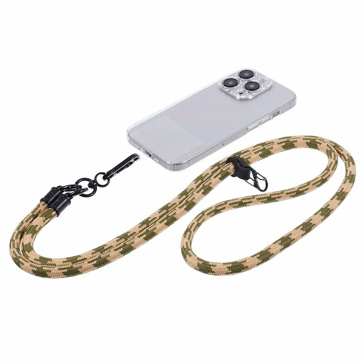 Cell Phone Strap 8mm Thickness Anti-Theft Adjustable Nylon Neck Lanyard with Clear Patch - Style H