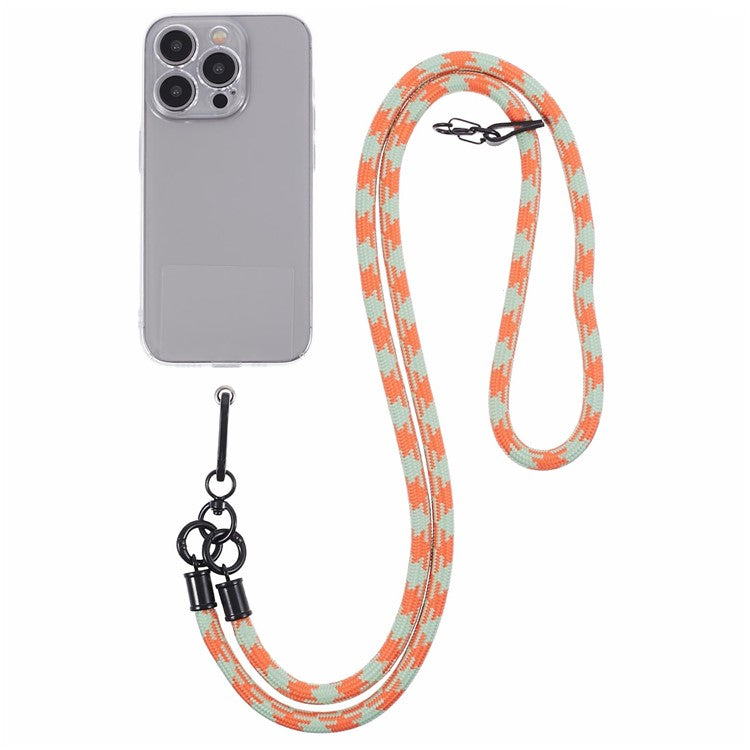 Cell Phone Strap 8mm Thickness Anti-Theft Adjustable Nylon Neck Lanyard with Clear Patch - Style J