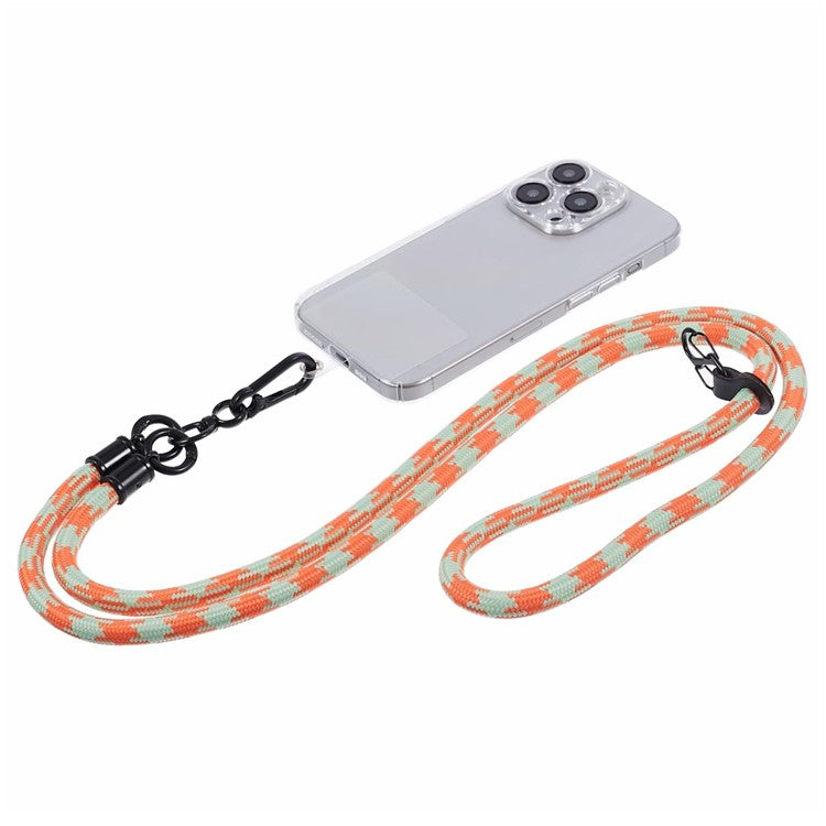 Cell Phone Strap 8mm Thickness Anti-Theft Adjustable Nylon Neck Lanyard with Clear Patch - Style J