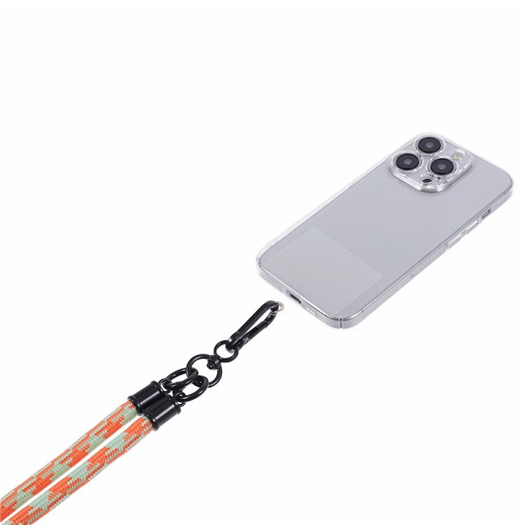 Cell Phone Strap 8mm Thickness Anti-Theft Adjustable Nylon Neck Lanyard with Clear Patch - Style J