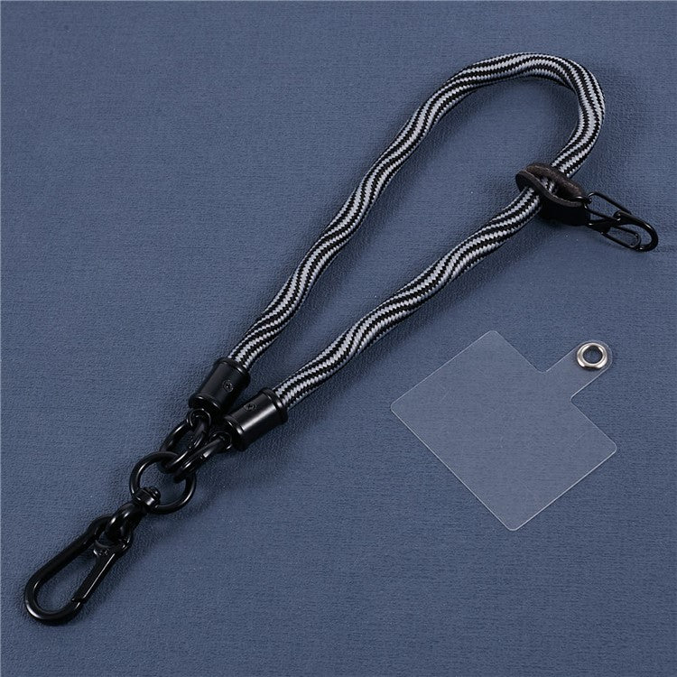 8mm 30cm S-Texture Hand Wrist Strap Short Lanyard Strap with Patch for Mobile Phone Keys Camera - Grey