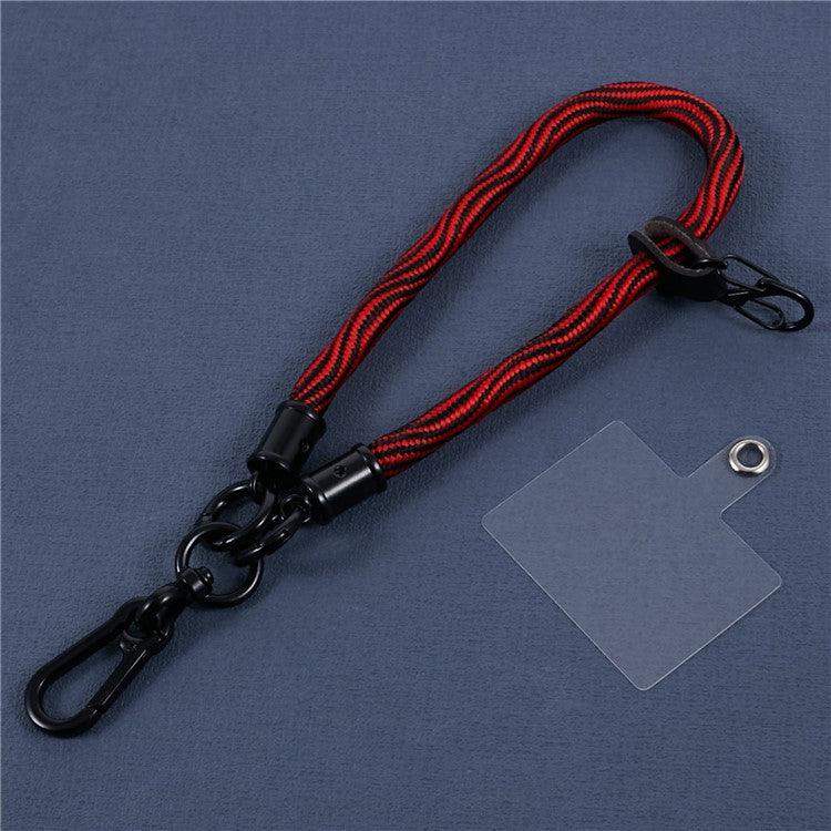 8mm 30cm S-Texture Hand Wrist Strap Short Lanyard Strap with Patch for Mobile Phone Keys Camera - Red