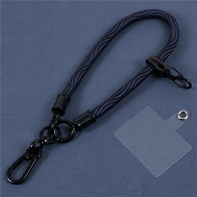 8mm 30cm S-Texture Hand Wrist Strap Short Lanyard Strap with Patch for Mobile Phone Keys Camera - Black