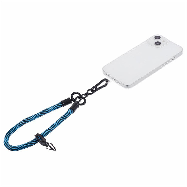 8mm 30cm S-Texture Hand Wrist Strap Short Lanyard Strap with Patch for Mobile Phone Keys Camera - Blue