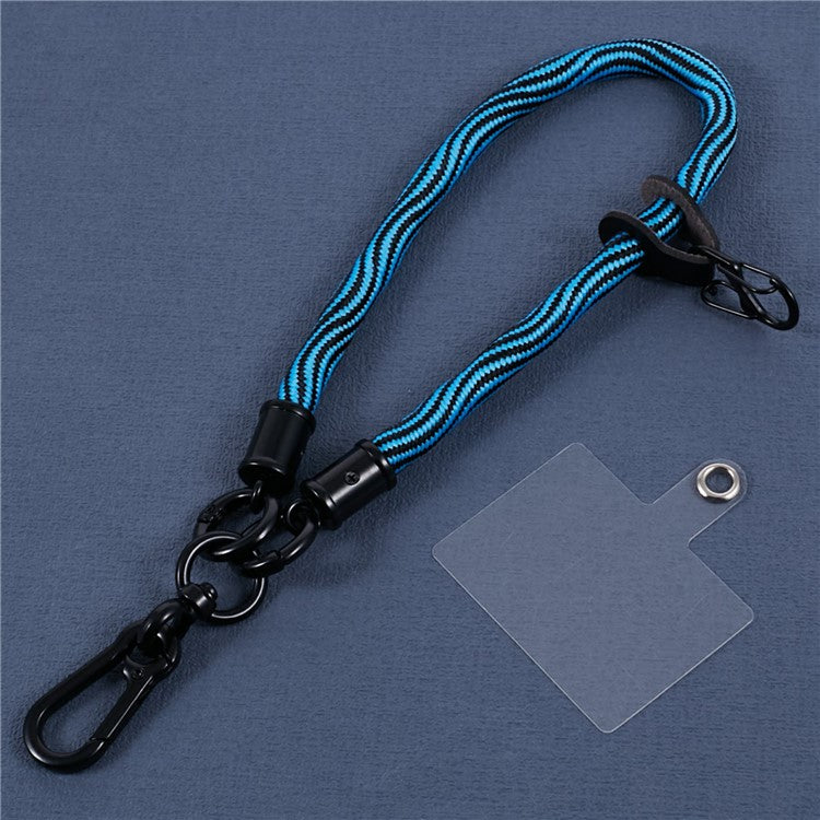 8mm 30cm S-Texture Hand Wrist Strap Short Lanyard Strap with Patch for Mobile Phone Keys Camera - Blue