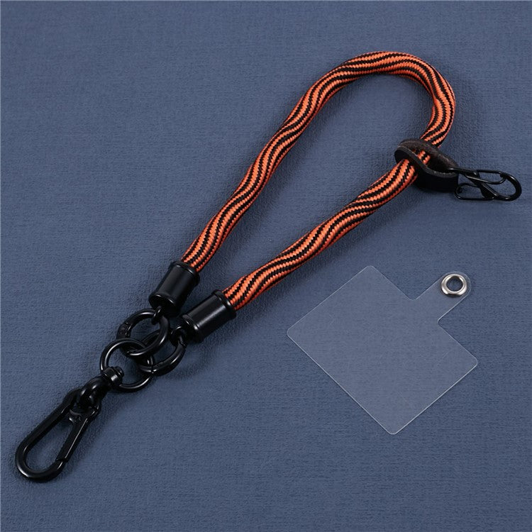 8mm 30cm S-Texture Hand Wrist Strap Short Lanyard Strap with Patch for Mobile Phone Keys Camera - Orange