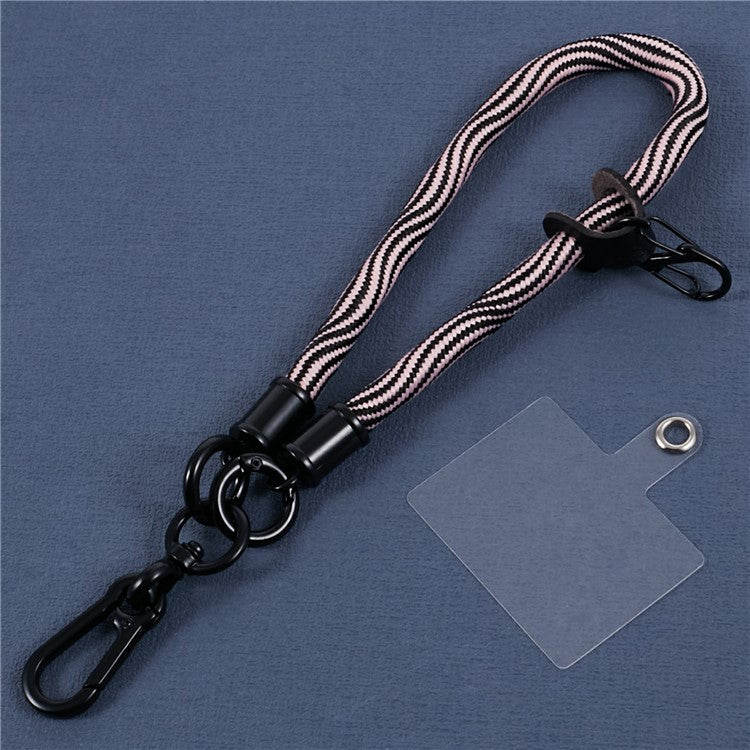 8mm 30cm S-Texture Hand Wrist Strap Short Lanyard Strap with Patch for Mobile Phone Keys Camera - Pink