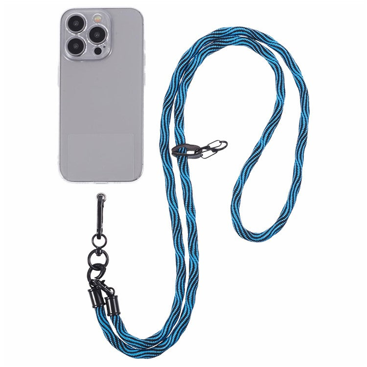 8mm Universal Phone Lanyard Strap S-Texture Neck Strap Rope with Patch - Blue