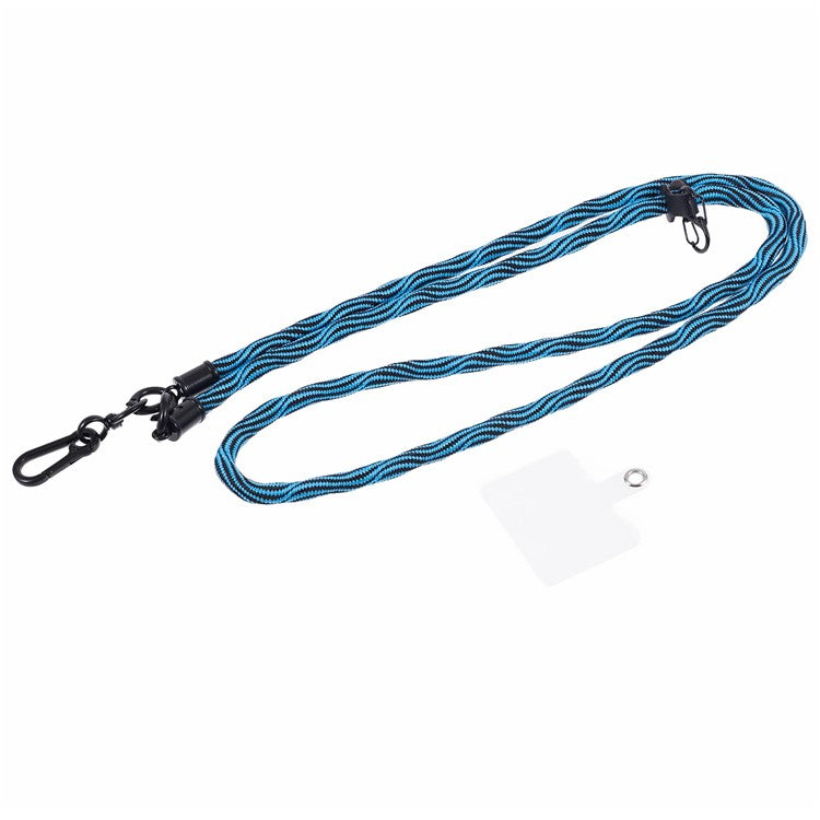 8mm Universal Phone Lanyard Strap S-Texture Neck Strap Rope with Patch - Blue