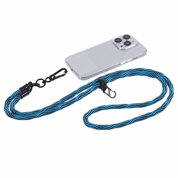 8mm Universal Phone Lanyard Strap S-Texture Neck Strap Rope with Patch - Blue