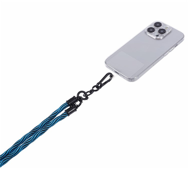 8mm Universal Phone Lanyard Strap S-Texture Neck Strap Rope with Patch - Blue