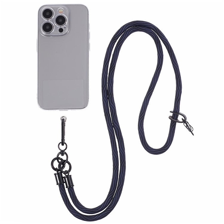 8mm Universal Phone Lanyard Strap S-Texture Neck Strap Rope with Patch - Black