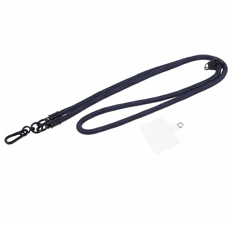 8mm Universal Phone Lanyard Strap S-Texture Neck Strap Rope with Patch - Black