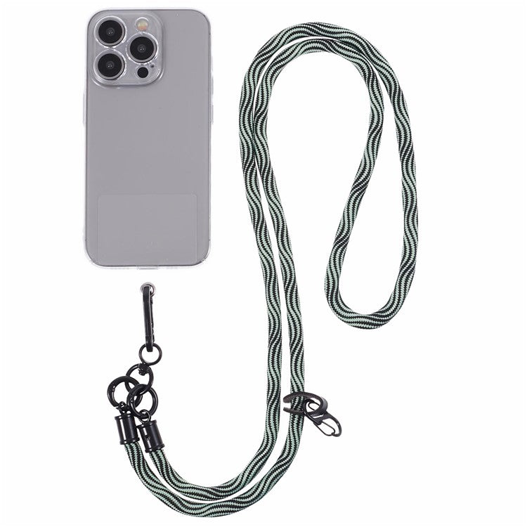 8mm Universal Phone Lanyard Strap S-Texture Neck Strap Rope with Patch - Green