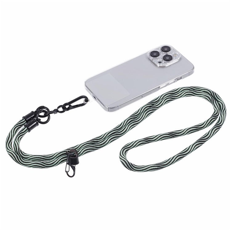 8mm Universal Phone Lanyard Strap S-Texture Neck Strap Rope with Patch - Green