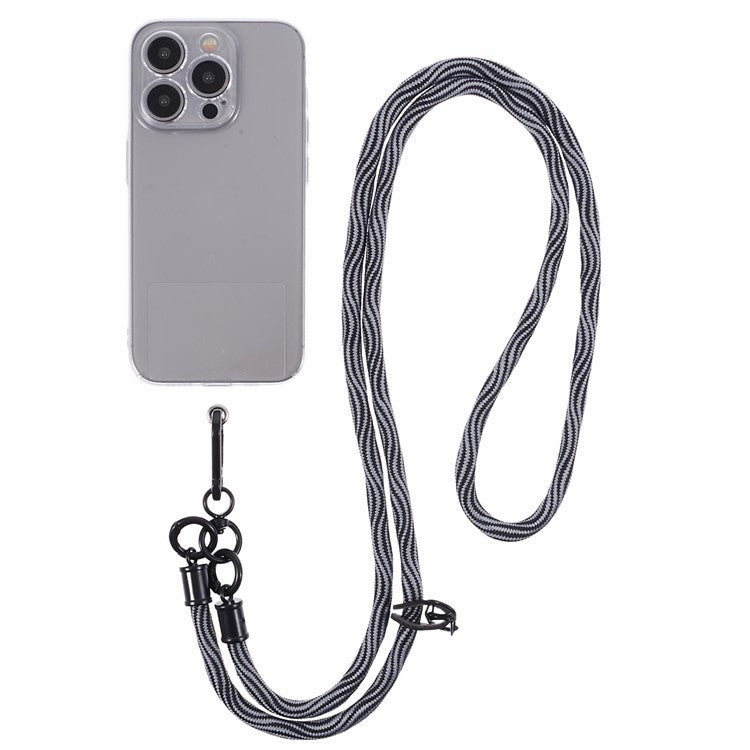 8mm Universal Phone Lanyard Strap S-Texture Neck Strap Rope with Patch - Grey