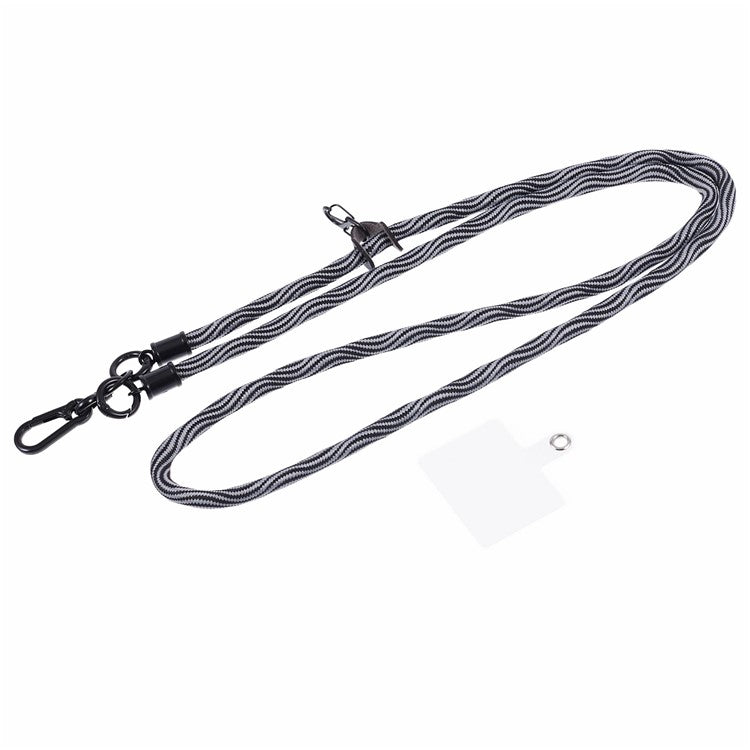 8mm Universal Phone Lanyard Strap S-Texture Neck Strap Rope with Patch - Grey