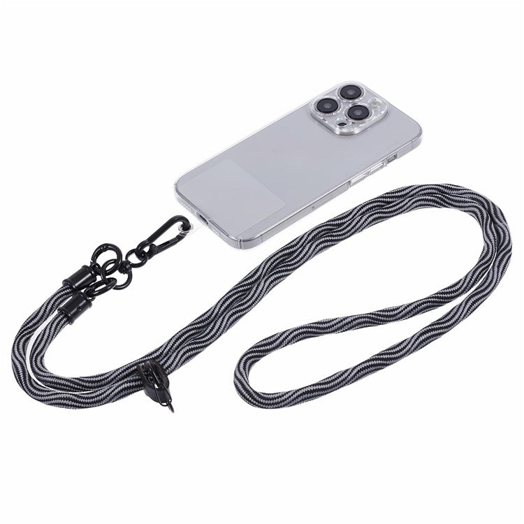 8mm Universal Phone Lanyard Strap S-Texture Neck Strap Rope with Patch - Grey