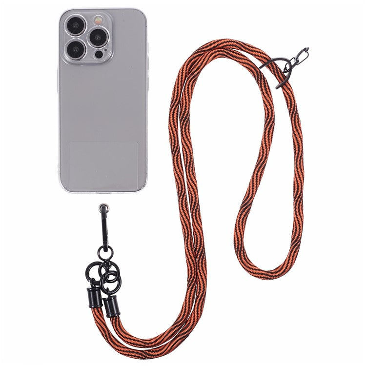 8mm Universal Phone Lanyard Strap S-Texture Neck Strap Rope with Patch - Orange