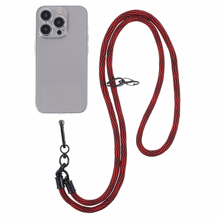 8mm Universal Phone Lanyard Strap S-Texture Neck Strap Rope with Patch - Red