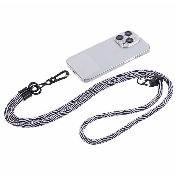 8mm Universal Phone Lanyard Strap S-Texture Neck Strap Rope with Patch - White