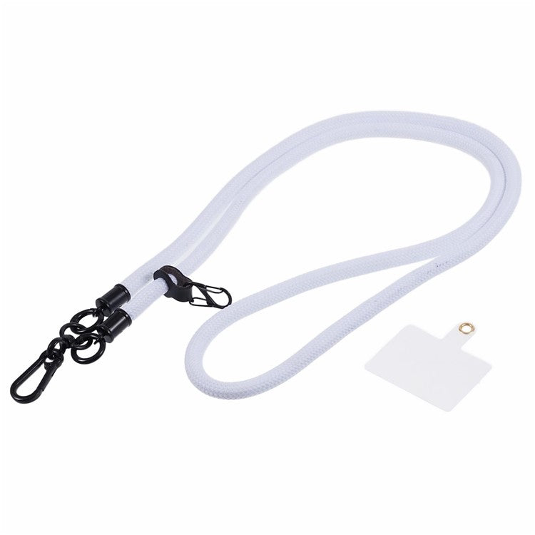 Style A Solid Color Phone Strap 10mm Crossbody Nylon Phone Charm with Clear Patch - White