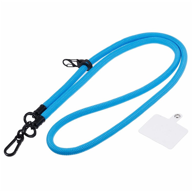 Style A Solid Color Phone Strap 10mm Crossbody Nylon Phone Charm with Clear Patch - Sky Blue