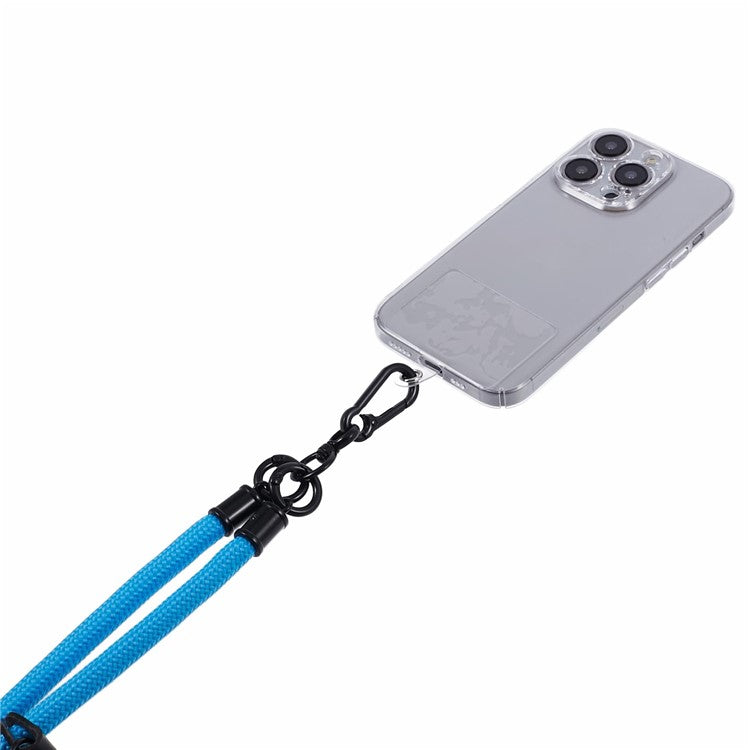 Style A Solid Color Phone Strap 10mm Crossbody Nylon Phone Charm with Clear Patch - Sky Blue