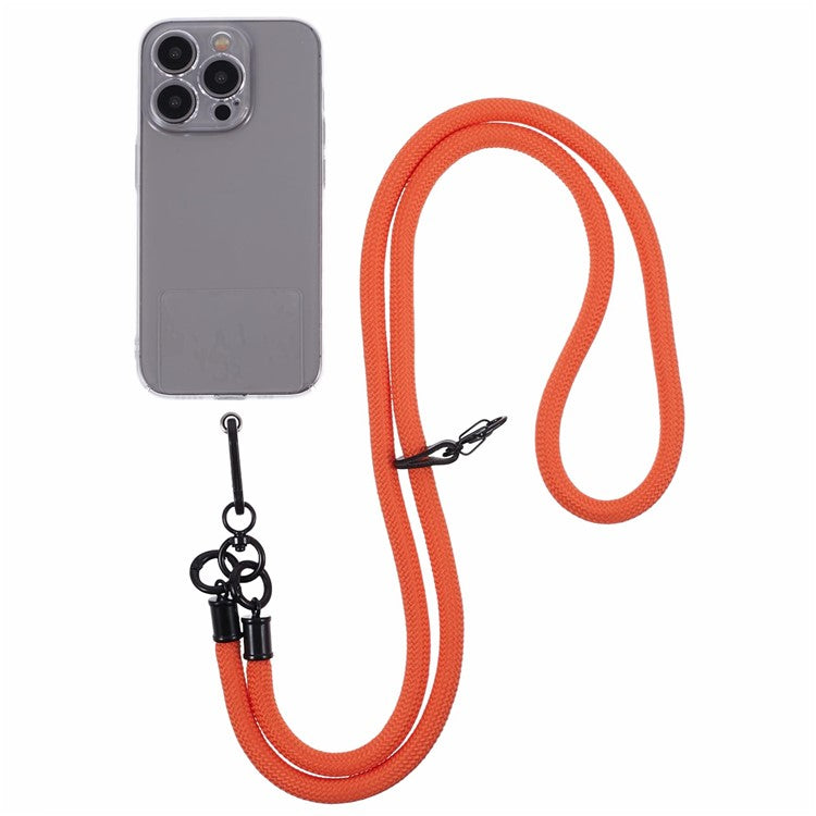 Style A Solid Color Phone Strap 10mm Crossbody Nylon Phone Charm with Clear Patch - Orange