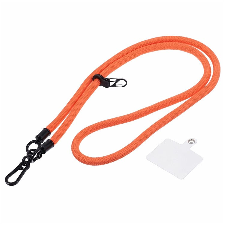 Style A Solid Color Phone Strap 10mm Crossbody Nylon Phone Charm with Clear Patch - Orange