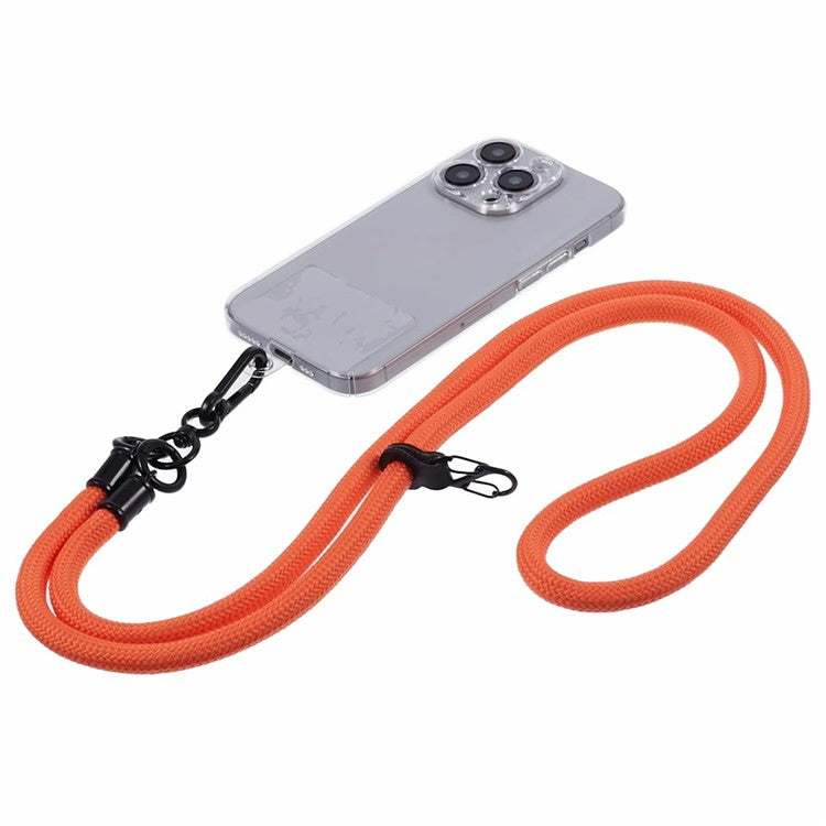 Style A Solid Color Phone Strap 10mm Crossbody Nylon Phone Charm with Clear Patch - Orange