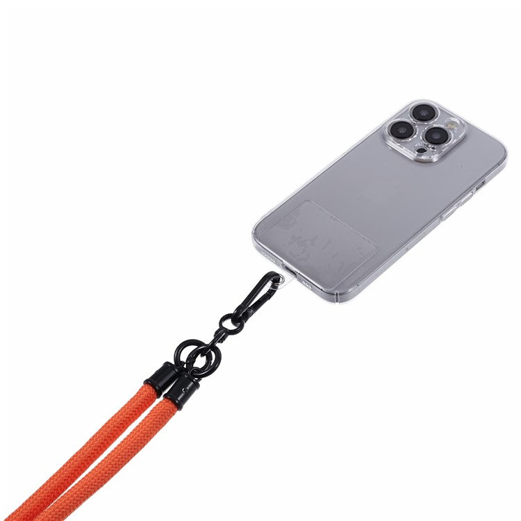 Style A Solid Color Phone Strap 10mm Crossbody Nylon Phone Charm with Clear Patch - Orange