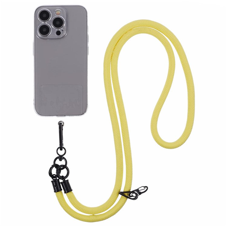 Style A Solid Color Phone Strap 10mm Crossbody Nylon Phone Charm with Clear Patch - Yellow