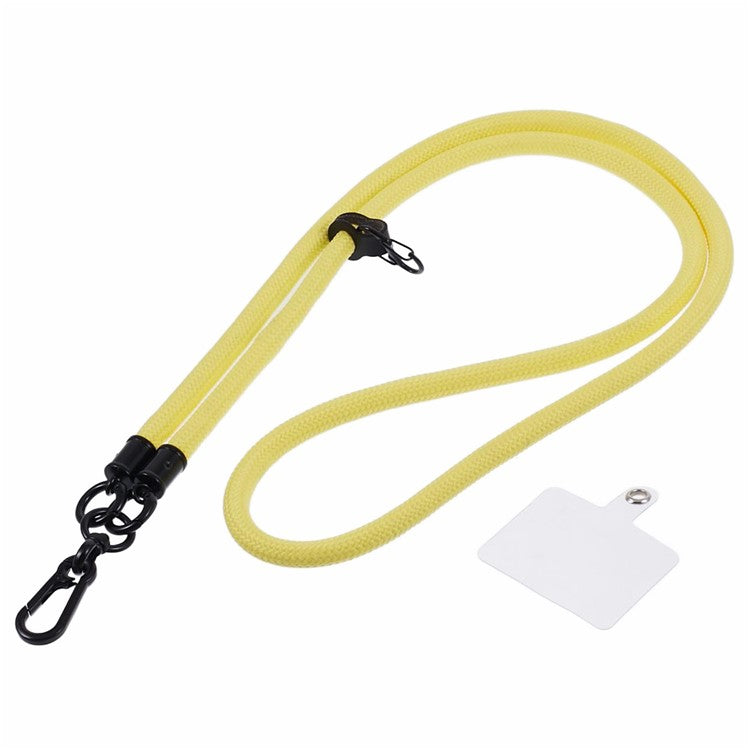 Style A Solid Color Phone Strap 10mm Crossbody Nylon Phone Charm with Clear Patch - Yellow