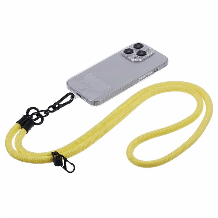 Style A Solid Color Phone Strap 10mm Crossbody Nylon Phone Charm with Clear Patch - Yellow