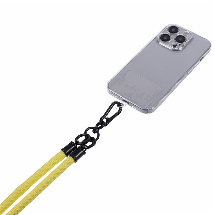 Style A Solid Color Phone Strap 10mm Crossbody Nylon Phone Charm with Clear Patch - Yellow