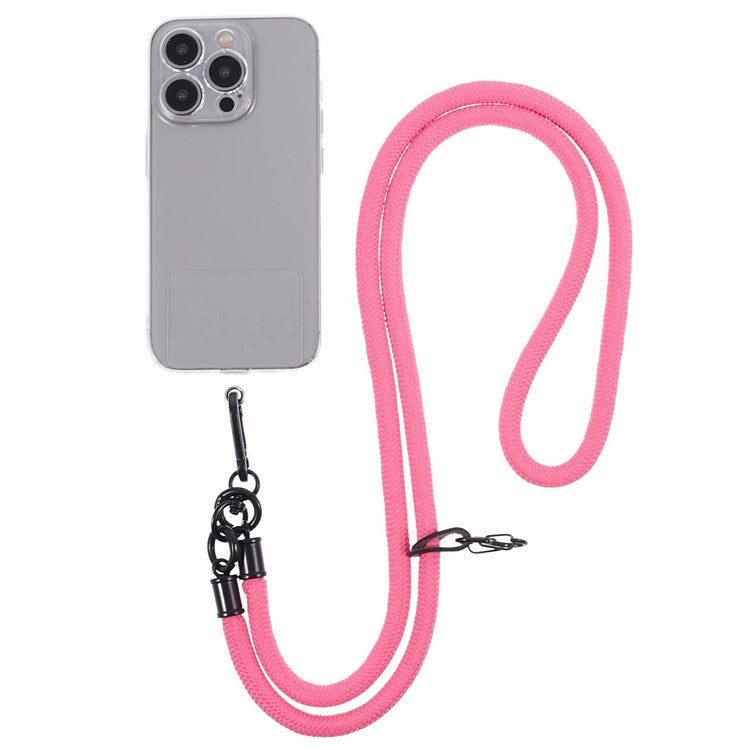 Style A Solid Color Phone Strap 10mm Crossbody Nylon Phone Charm with Clear Patch - Pink