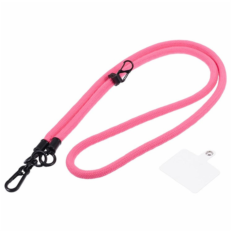 Style A Solid Color Phone Strap 10mm Crossbody Nylon Phone Charm with Clear Patch - Pink