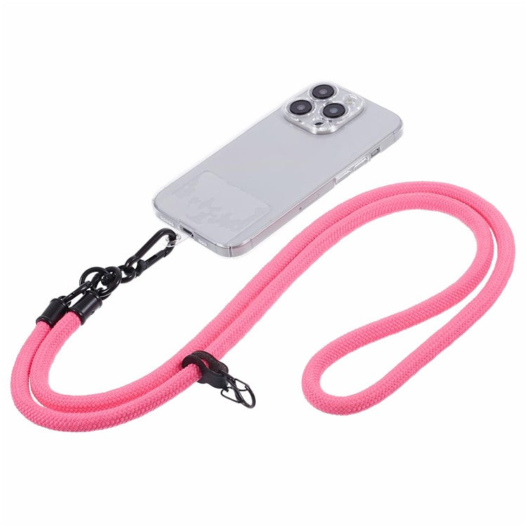 Style A Solid Color Phone Strap 10mm Crossbody Nylon Phone Charm with Clear Patch - Pink