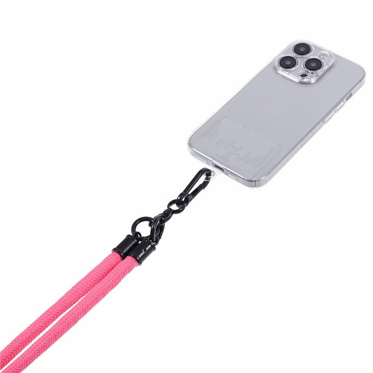 Style A Solid Color Phone Strap 10mm Crossbody Nylon Phone Charm with Clear Patch - Pink