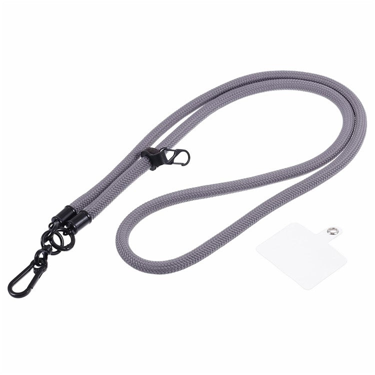 Style A Solid Color Phone Strap 10mm Crossbody Nylon Phone Charm with Clear Patch - Grey